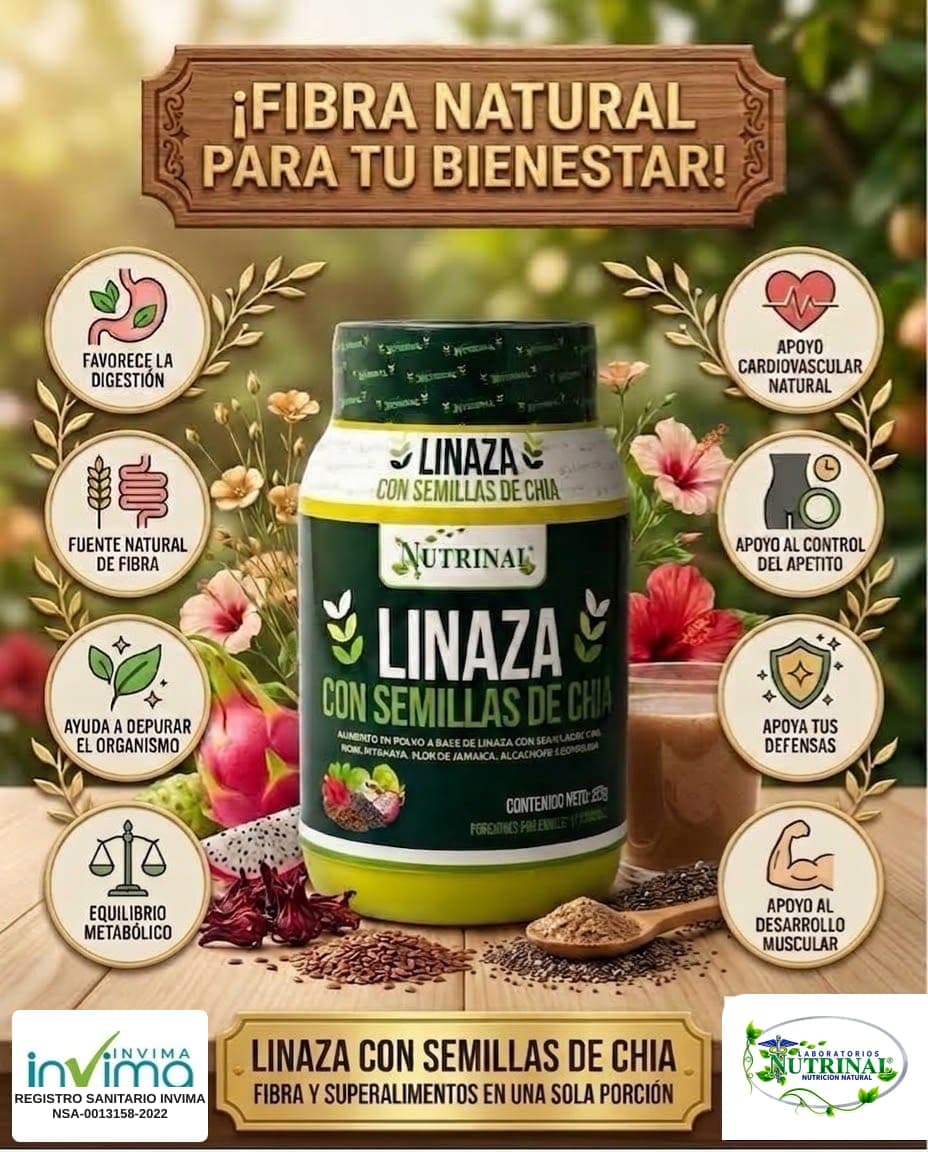 Linaza con Semillas de Chía de Laboratorios Nutrinal: Fibra, noni, pitahaya y espirulina