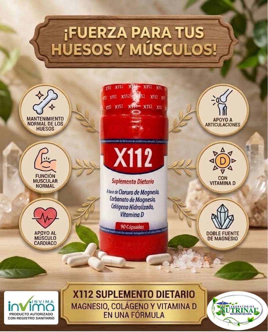 X112 de Laboratorios Nutrinal: Magnesio, colágeno y vitamina D en una sola cápsula