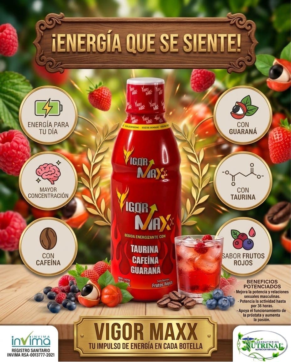 Vigor Maxx de Laboratorios Nutrinal: Bebida energizante con taurina, cafeína y guaraná