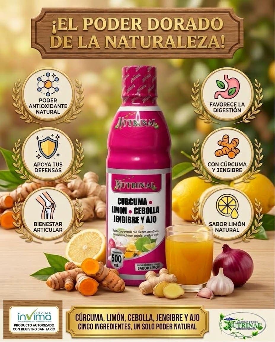 Sistema Inmunológico de Laboratorios Nutrinal: Cúrcuma, limón, cebolla, jengibre y ajo