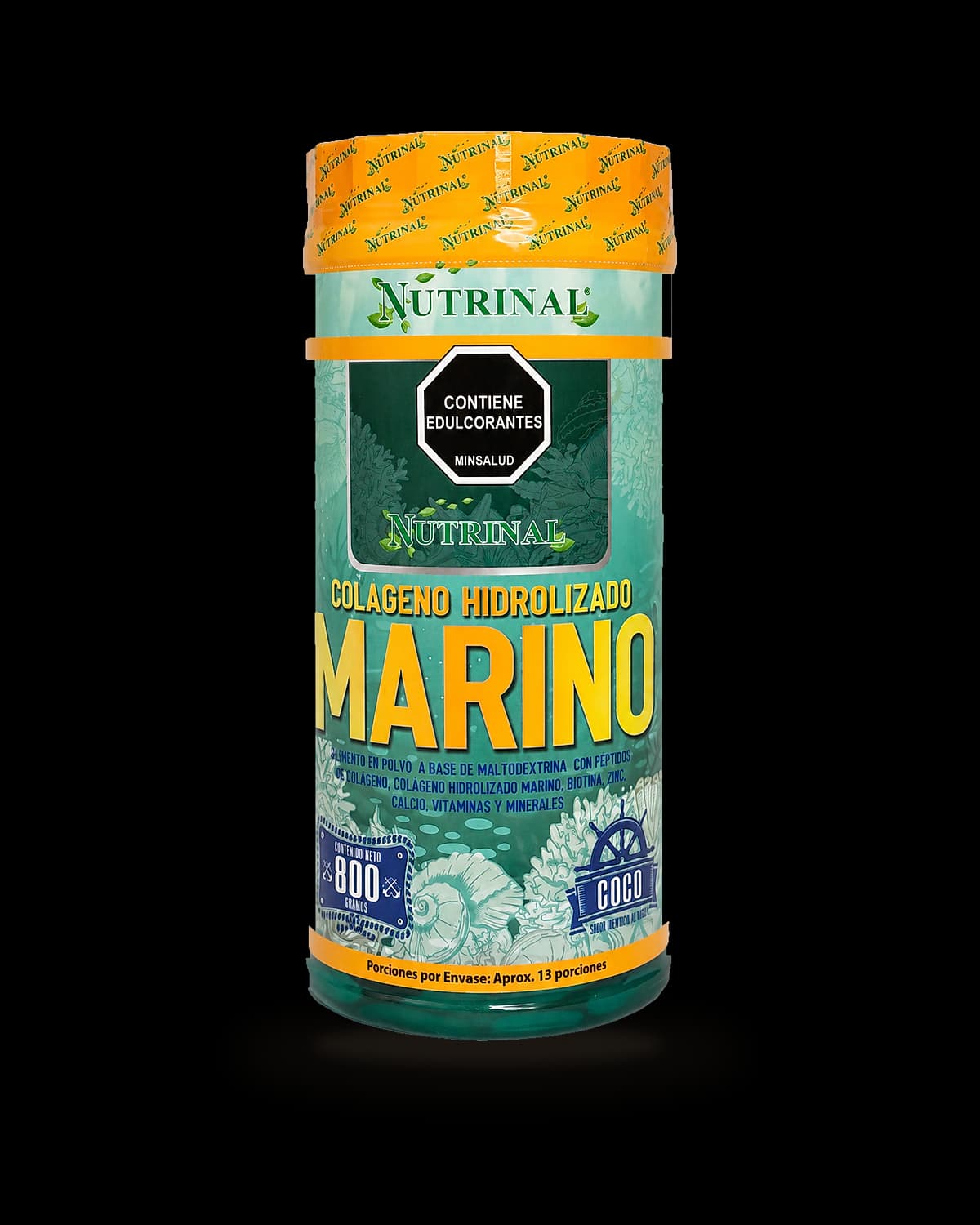 Tarro de Colágeno Hidrolizado Marino efervescente de Laboratorios Nutrinal, polvo de 800 g sabor coco