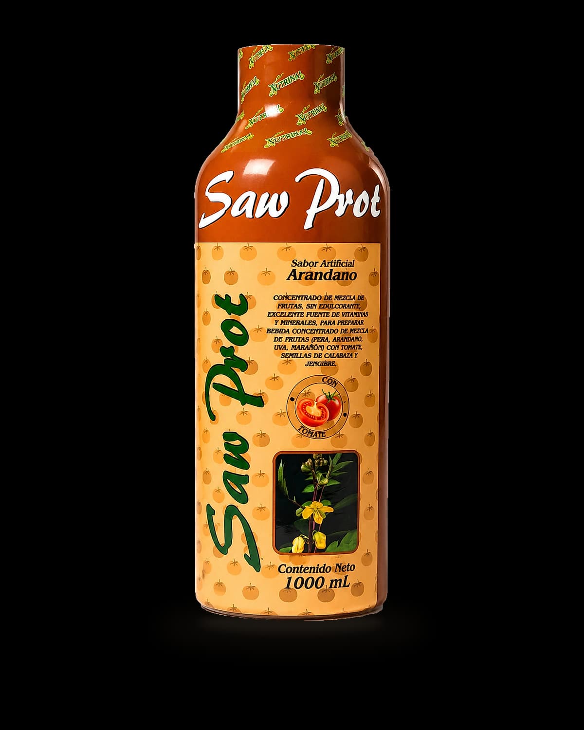 Botella de Saw Prot de Laboratorios Nutrinal, jarabe de 1.000 mL sabor arándano