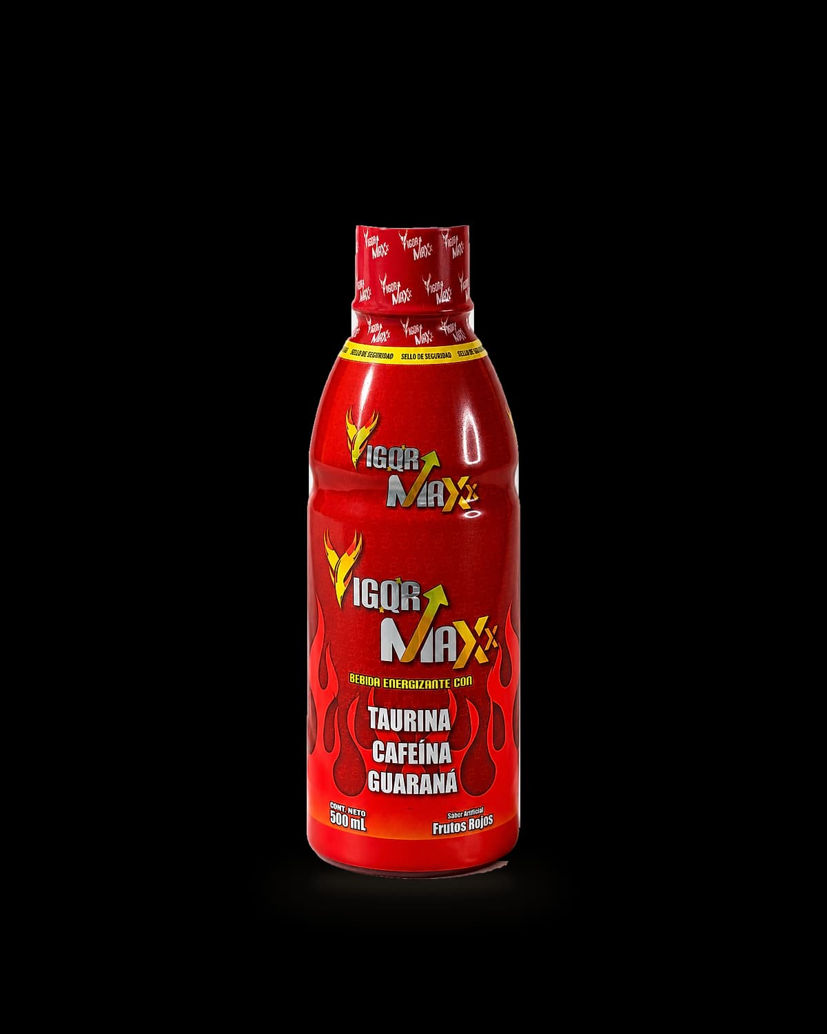 Botella roja de Vigor Maxx de Laboratorios Nutrinal, bebida energizante de 500 mL